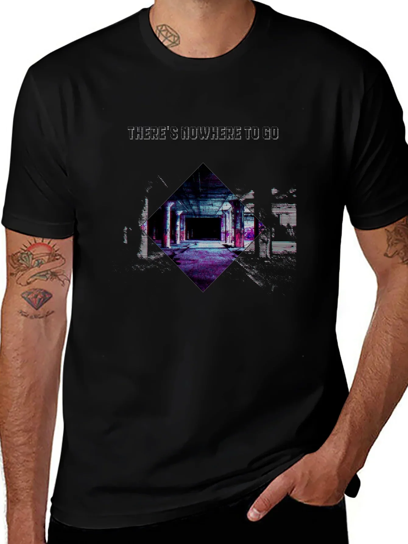 Edgy Nowhere To Go Graphic Black T-Shirt