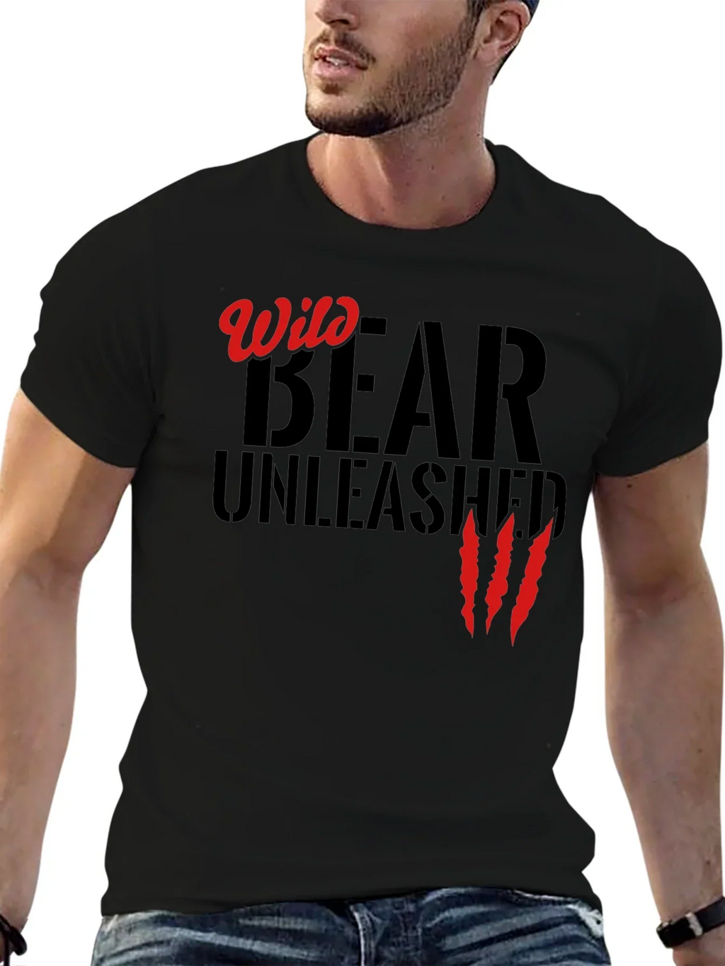 Wild Bear Unleashed Black T-Shirt