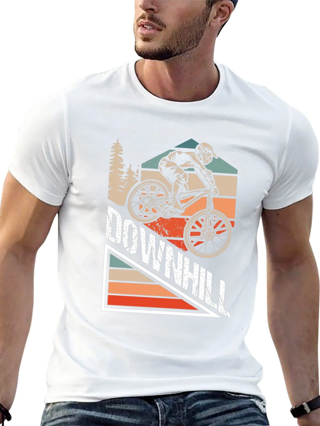 Downhill Mountain Biking Graphic Tee - Black