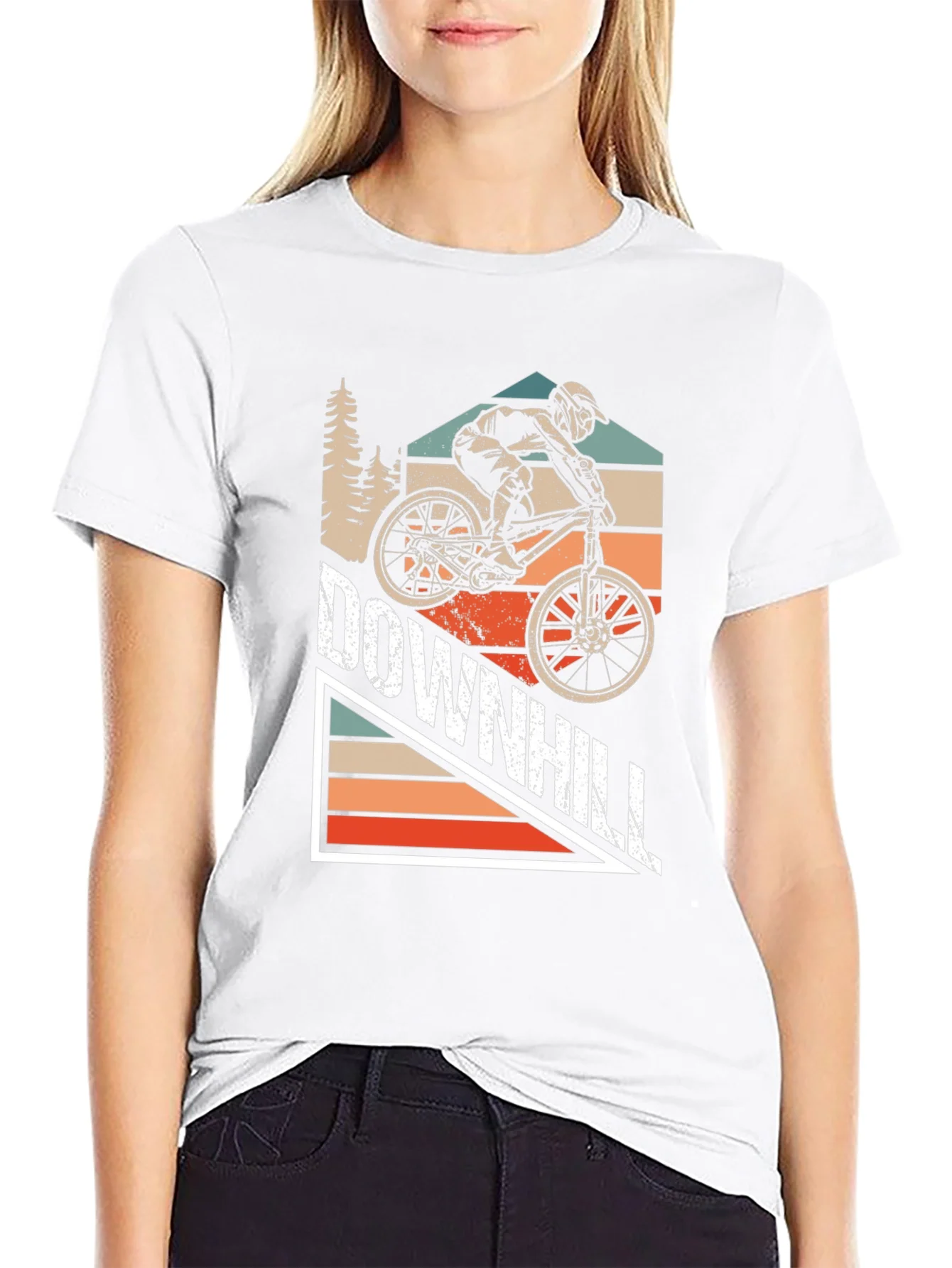 Downhill Mountain Biking Graphic Tee - Black