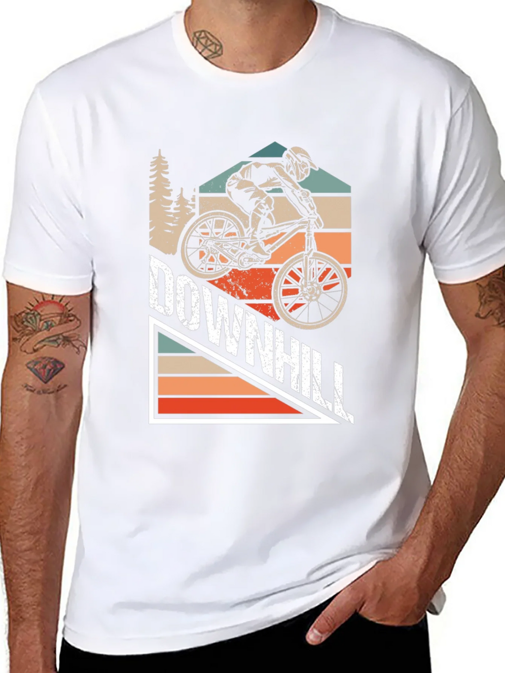 Downhill Mountain Biking Graphic Tee - Black