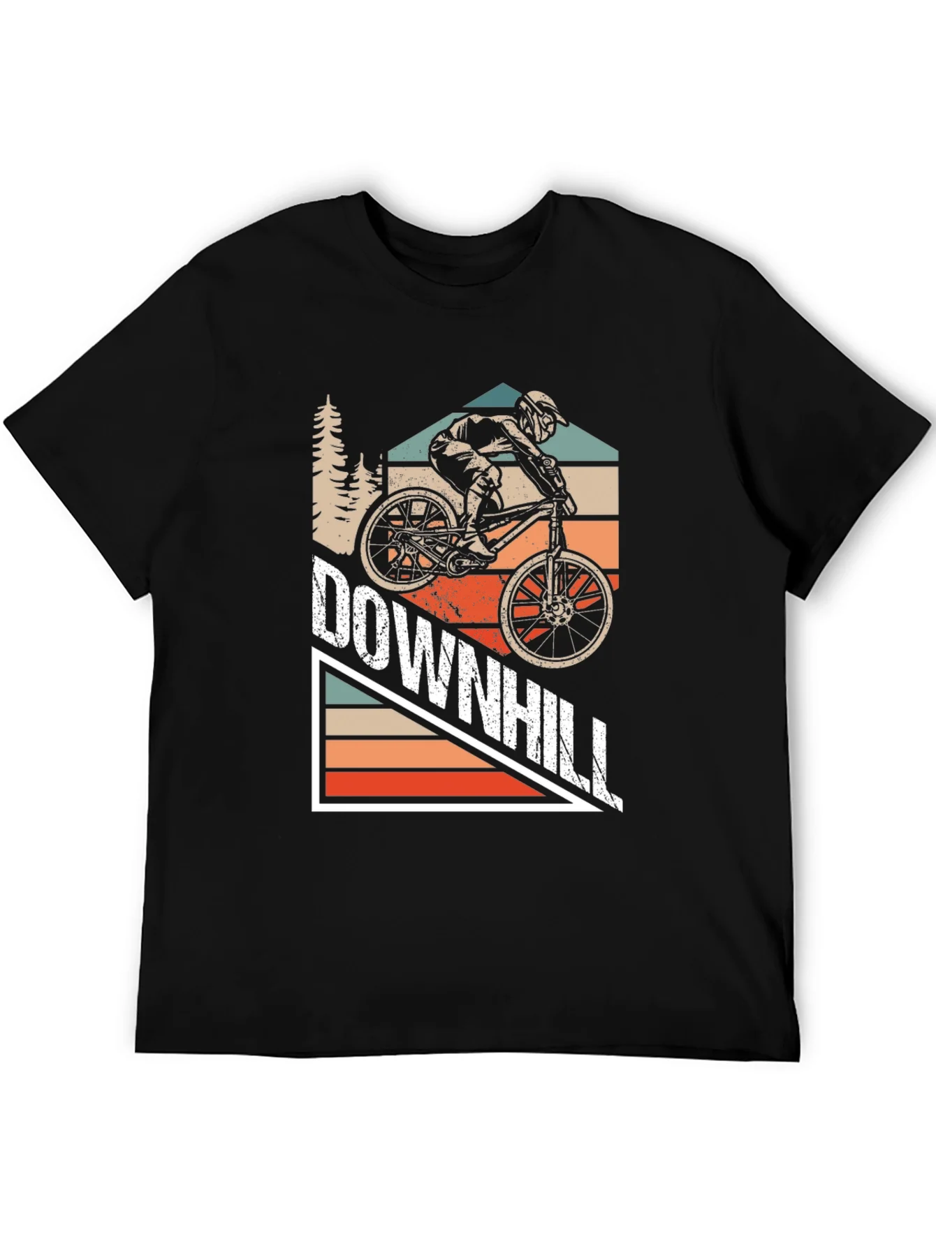 Downhill Mountain Biking Graphic Tee - Black