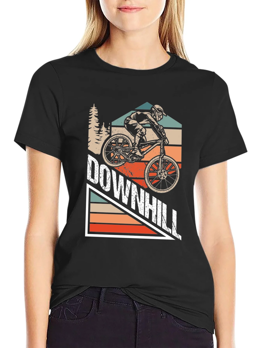 Downhill Mountain Biking Graphic Tee - Black
