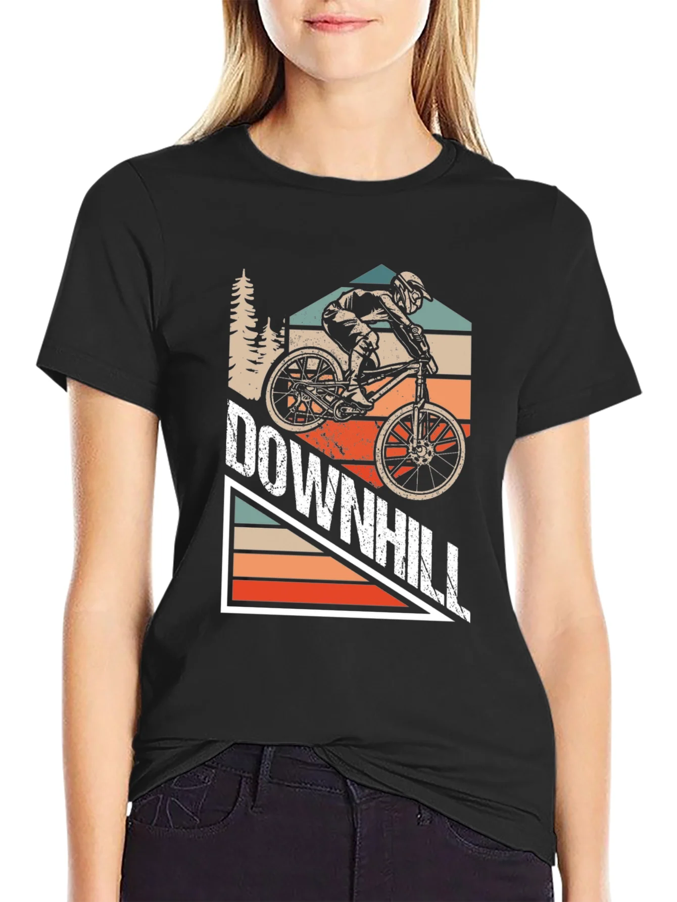 Downhill Mountain Biking Graphic Tee - Black