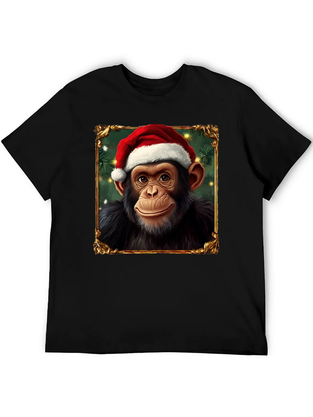 Christmas Chimpanzee Portrait T-Shirt