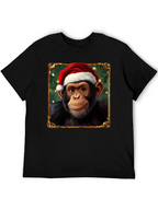 Christmas Chimpanzee Portrait T-Shirt