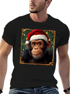 Christmas Chimpanzee Portrait T-Shirt