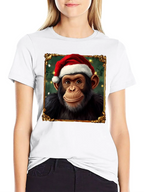 Christmas Chimpanzee Portrait T-Shirt