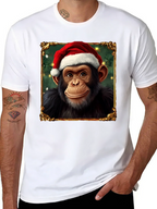 Christmas Chimpanzee Portrait T-Shirt