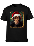 Christmas Chimpanzee Portrait T-Shirt