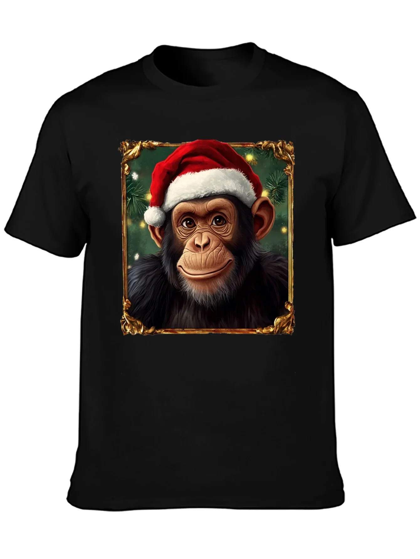 Christmas Chimpanzee Portrait T-Shirt