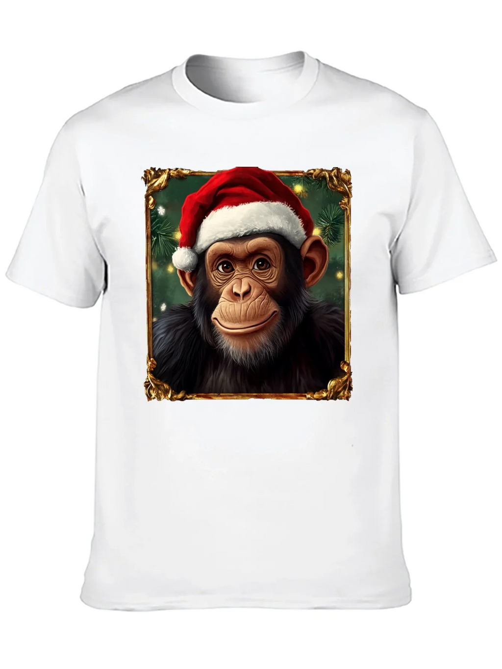 Christmas Chimpanzee Portrait T-Shirt