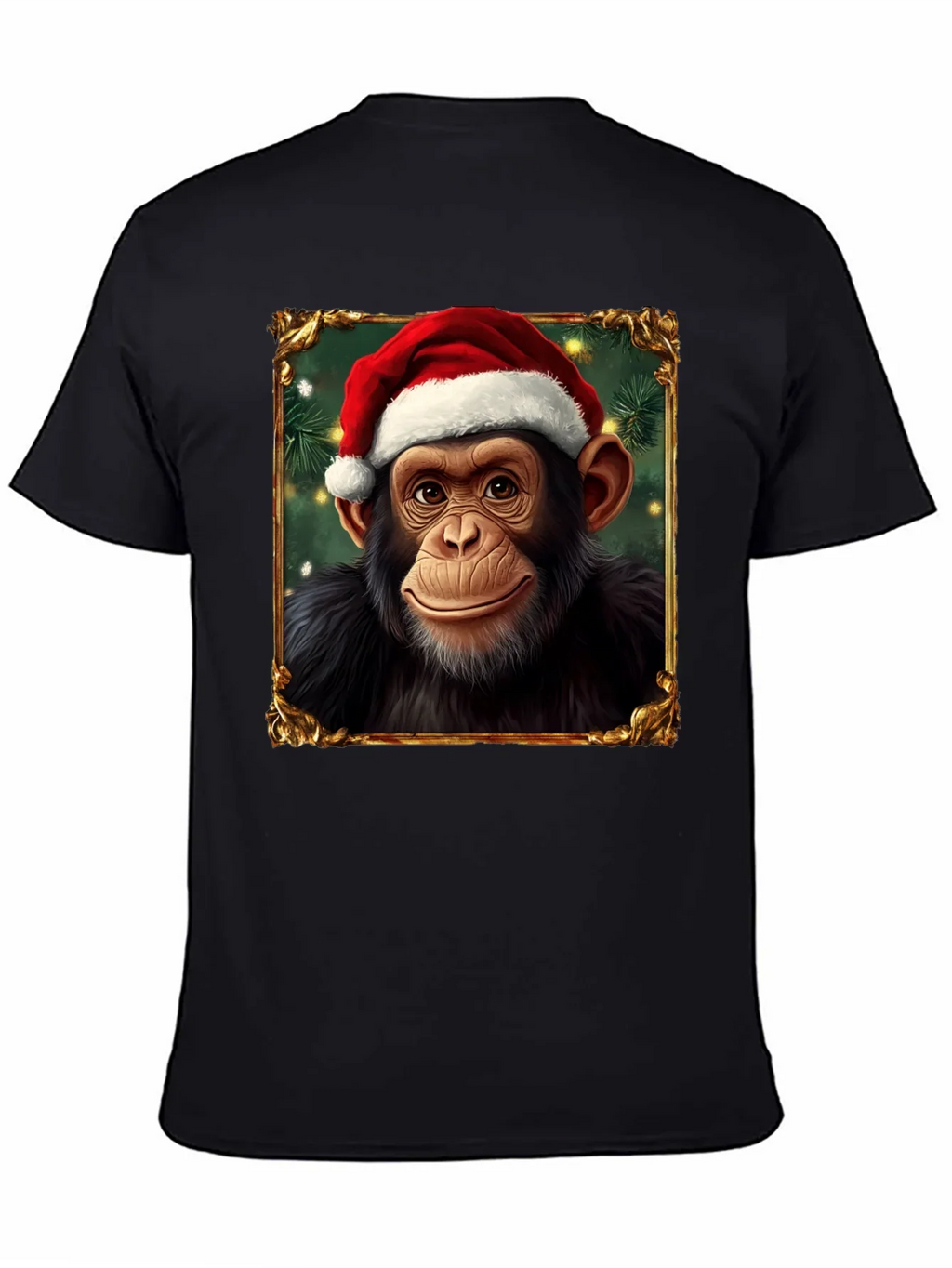 Christmas Chimpanzee Portrait T-Shirt