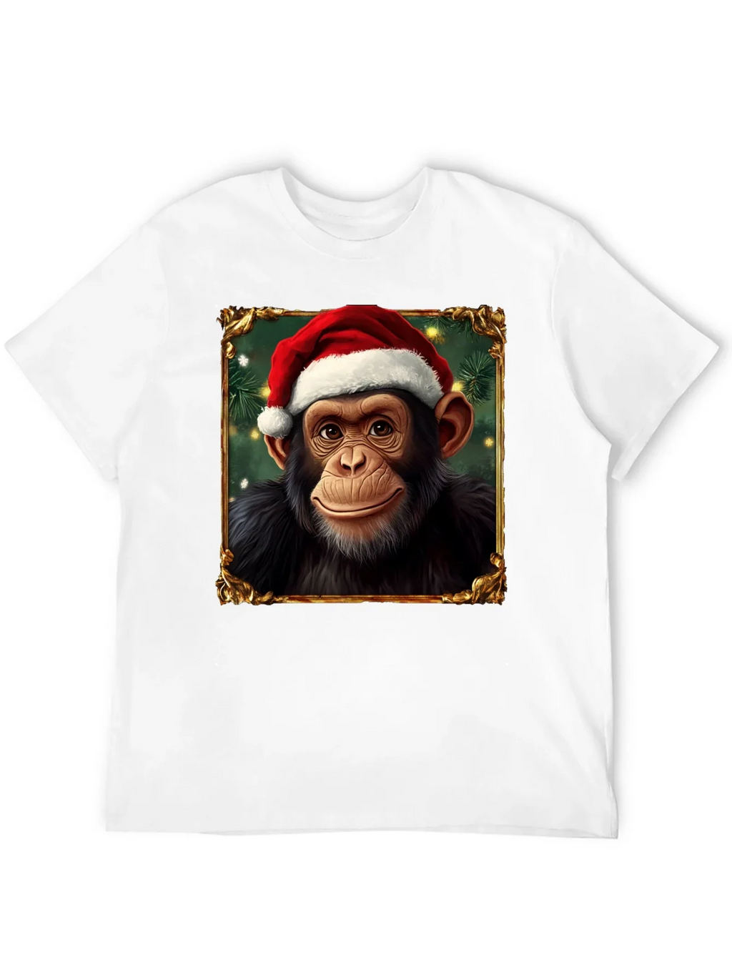 Christmas Chimpanzee Portrait T-Shirt