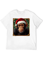 Christmas Chimpanzee Portrait T-Shirt