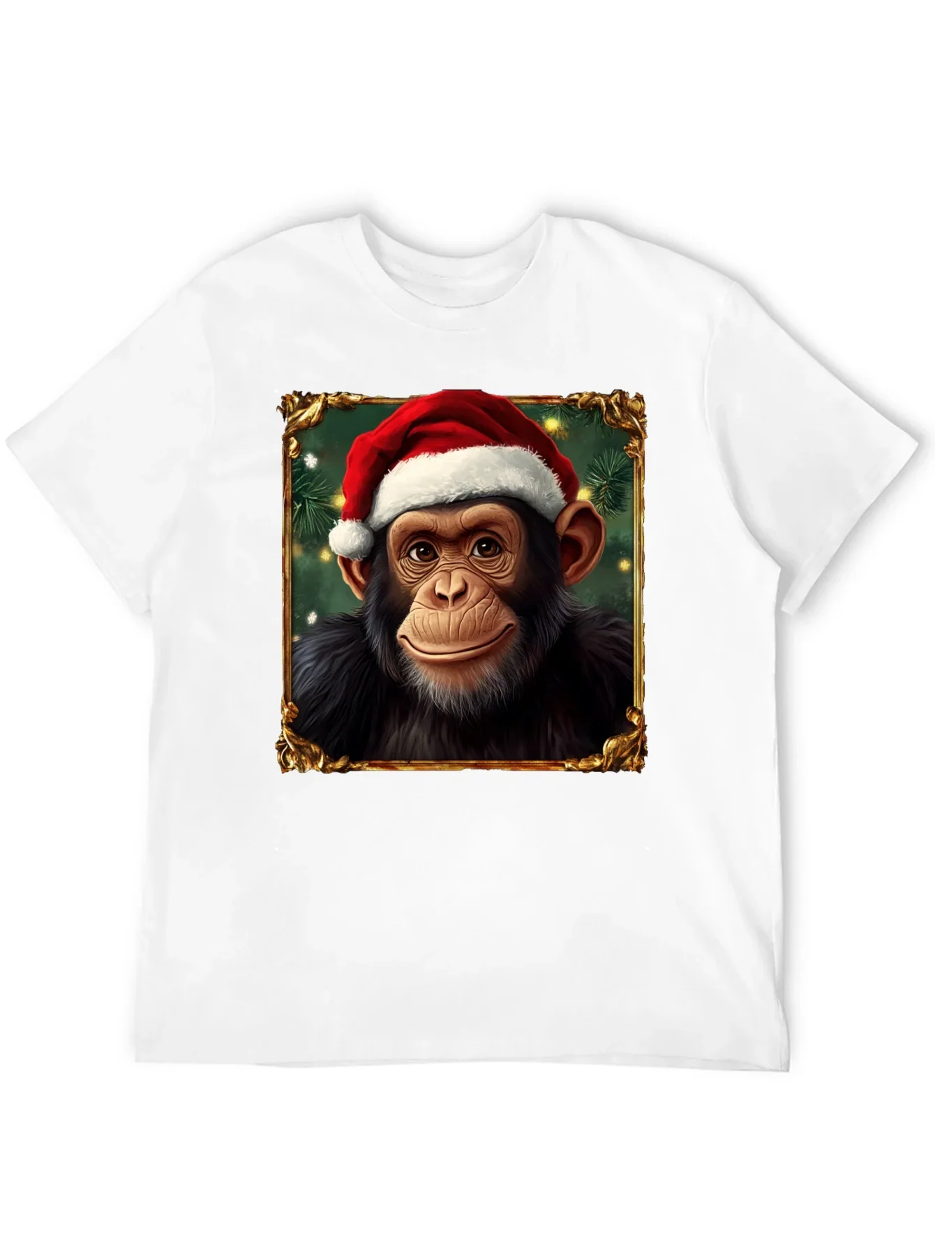 Christmas Chimpanzee Portrait T-Shirt
