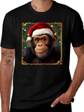 Christmas Chimpanzee Portrait T-Shirt