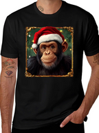 Christmas Chimpanzee Portrait T-Shirt