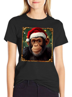 Christmas Chimpanzee Portrait T-Shirt