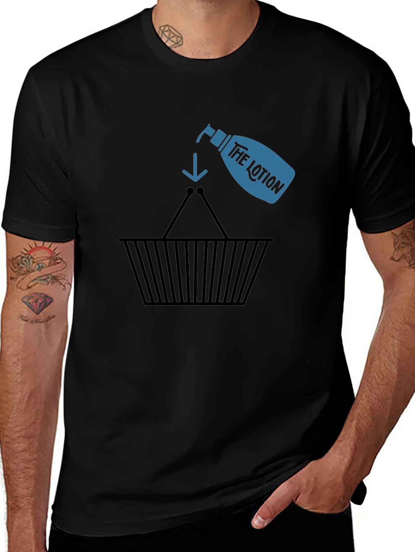 Lotion Basket Black T-Shirt - Funny & Unique Design