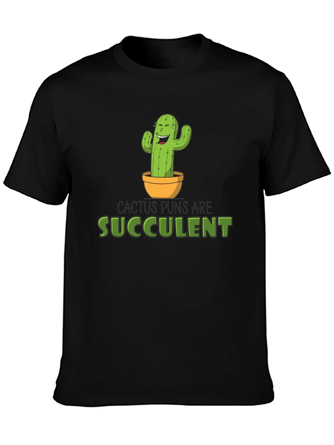 Cactus Puns Are Succulent Black Graphic Tee
