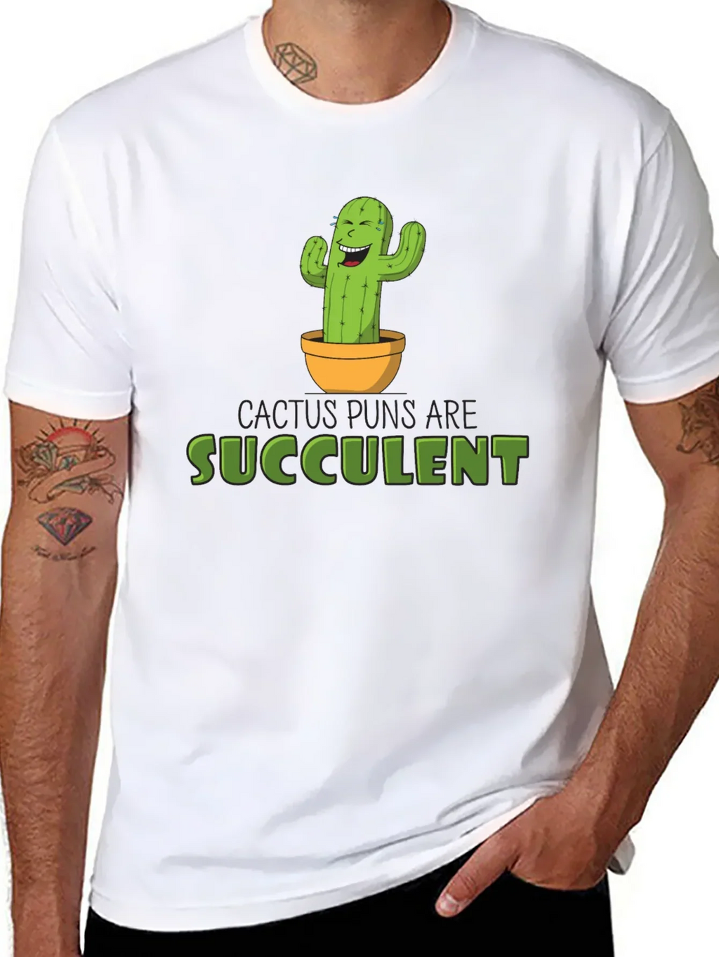Cactus Puns Are Succulent Black Graphic Tee
