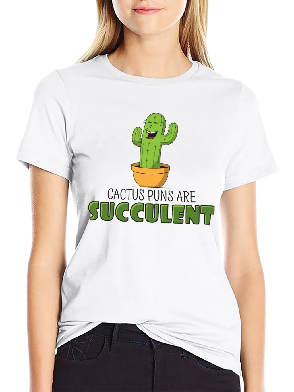 Cactus Puns Are Succulent Black Graphic Tee