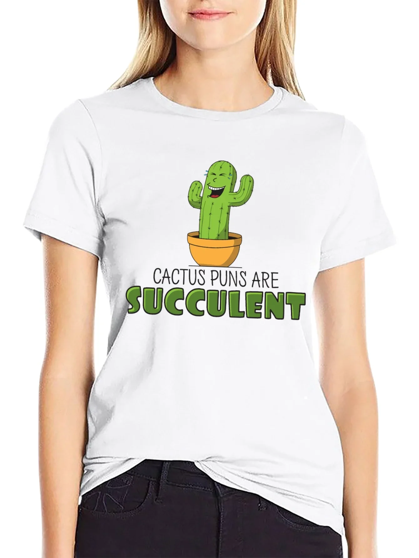 Cactus Puns Are Succulent Black Graphic Tee