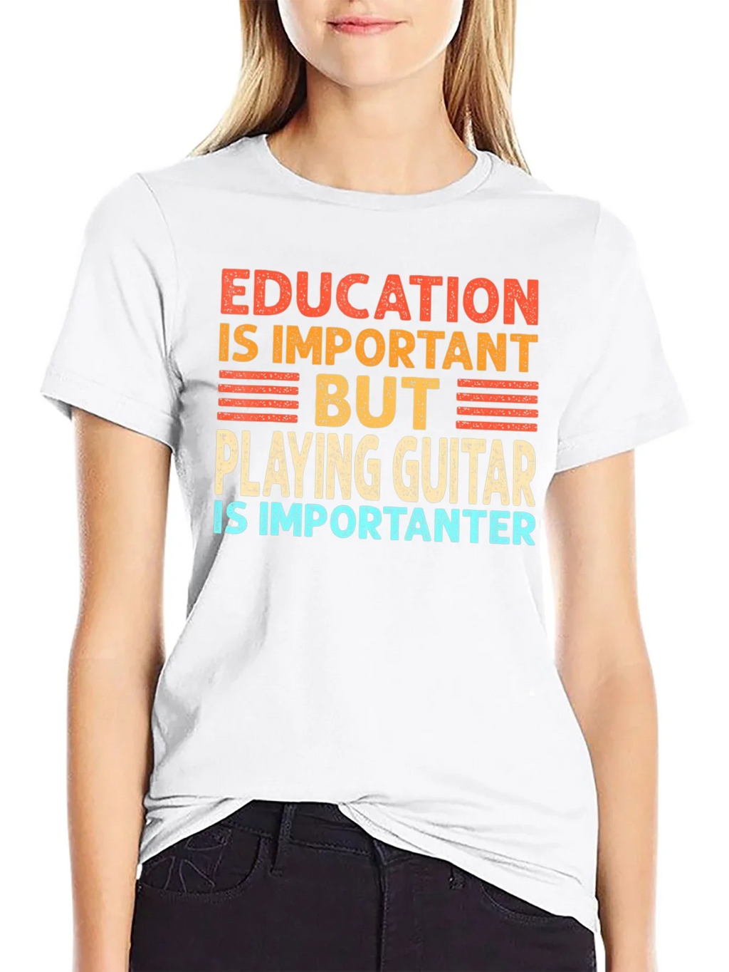 Funny Guitar Player T-Shirt Education is Important