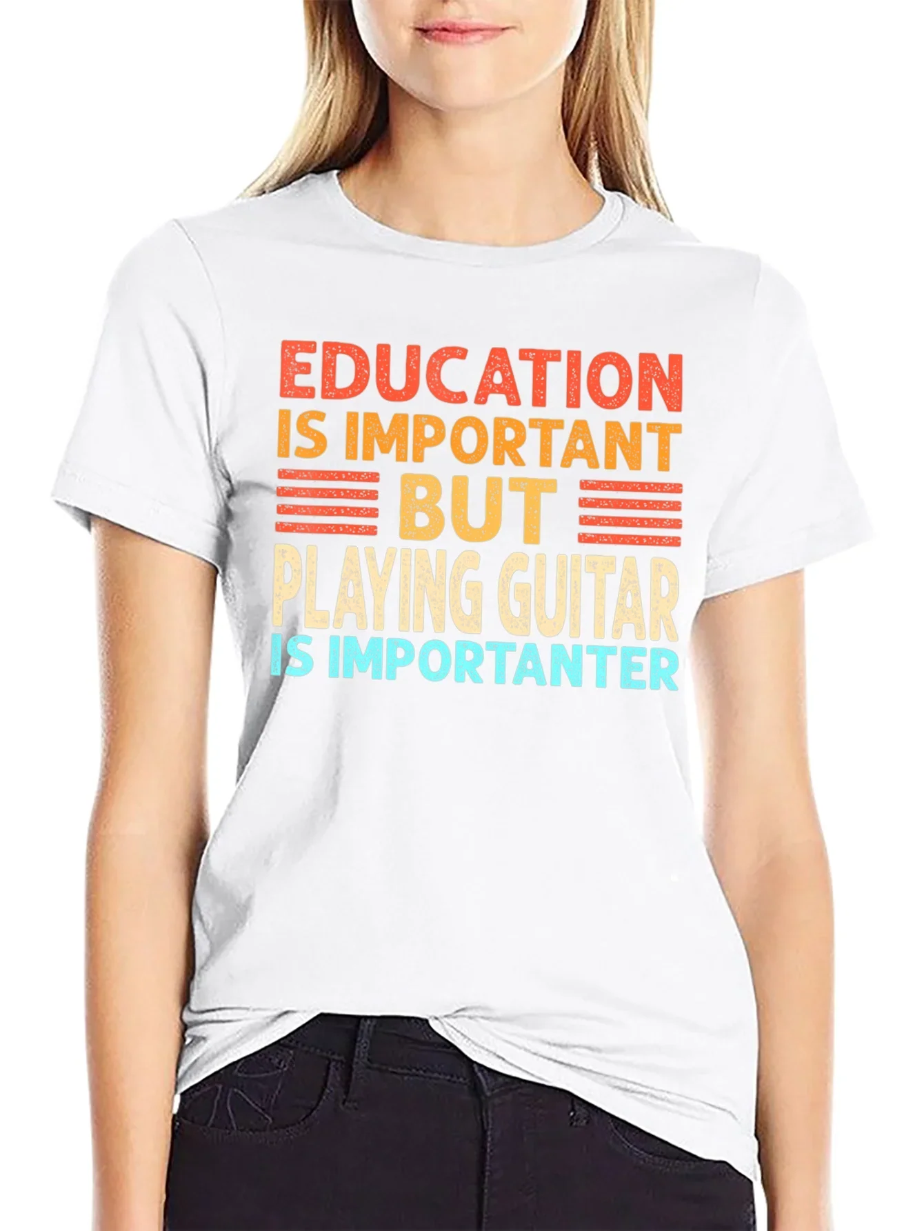Funny Guitar Player T-Shirt Education is Important