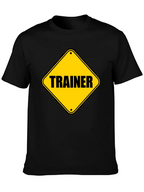 Trainer Warning Sign Graphic Tee - Black Cotton T-Shirt