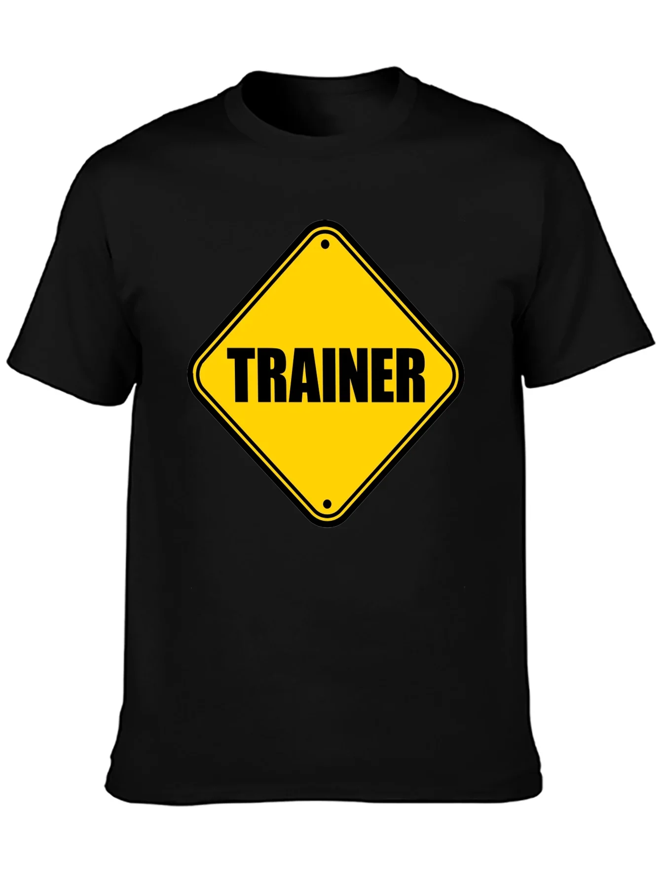Trainer Warning Sign Graphic Tee - Black Cotton T-Shirt