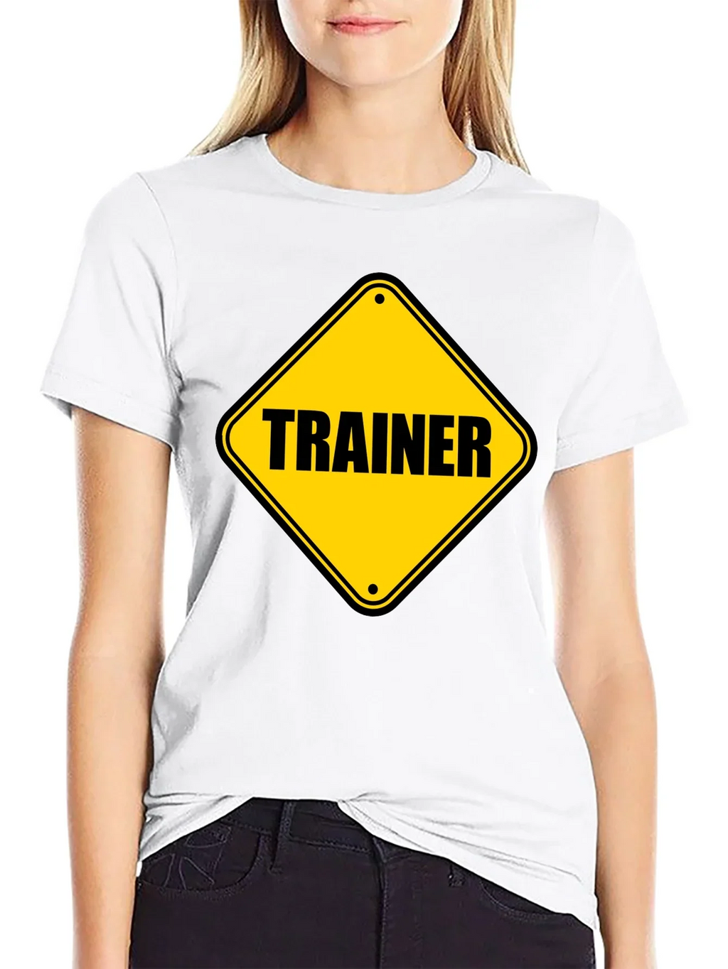 Trainer Warning Sign Graphic Tee - Black Cotton T-Shirt