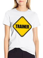 Trainer Warning Sign Graphic Tee - Black Cotton T-Shirt