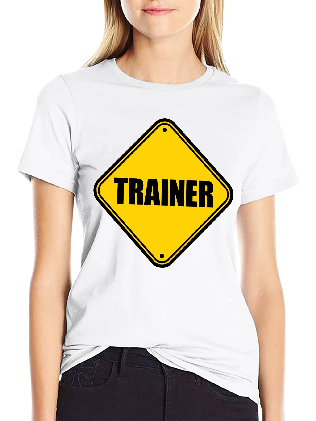 Trainer Warning Sign Graphic Tee - Black Cotton T-Shirt