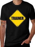 Trainer Warning Sign Graphic Tee - Black Cotton T-Shirt