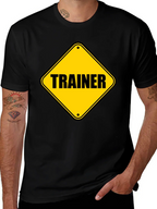 Trainer Warning Sign Graphic Tee - Black Cotton T-Shirt