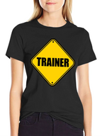 Trainer Warning Sign Graphic Tee - Black Cotton T-Shirt