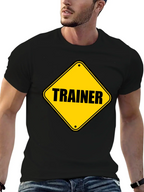 Trainer Warning Sign Graphic Tee - Black Cotton T-Shirt