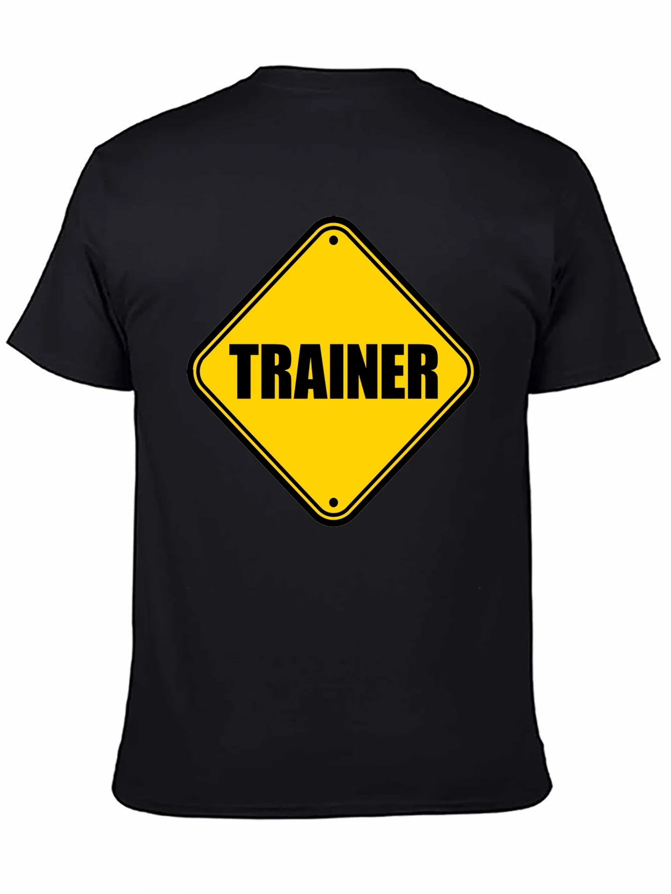 Trainer Warning Sign Graphic Tee - Black Cotton T-Shirt