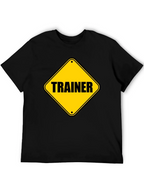 Trainer Warning Sign Graphic Tee - Black Cotton T-Shirt