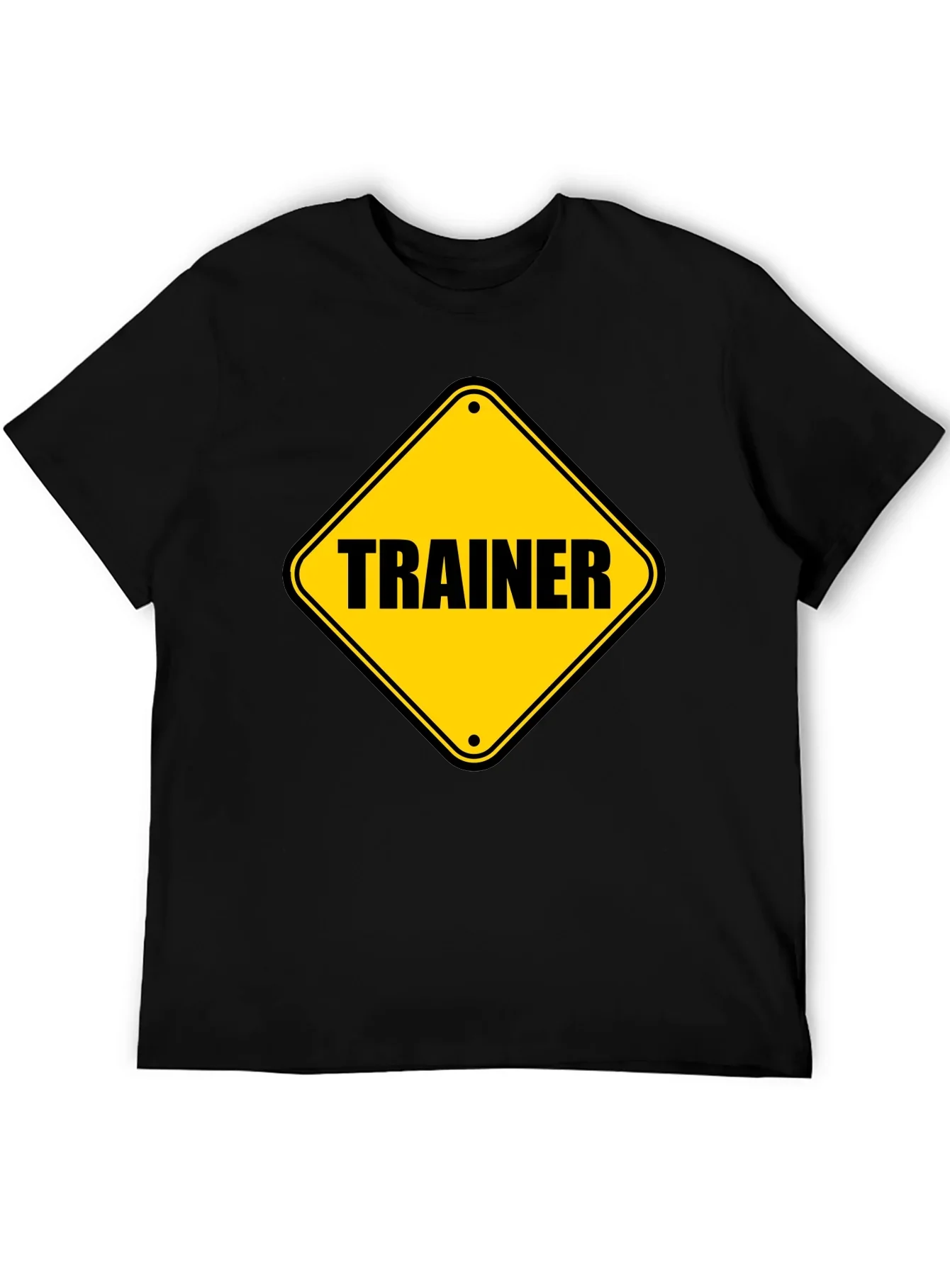 Trainer Warning Sign Graphic Tee - Black Cotton T-Shirt