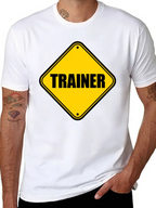 Trainer Warning Sign Graphic Tee - Black Cotton T-Shirt