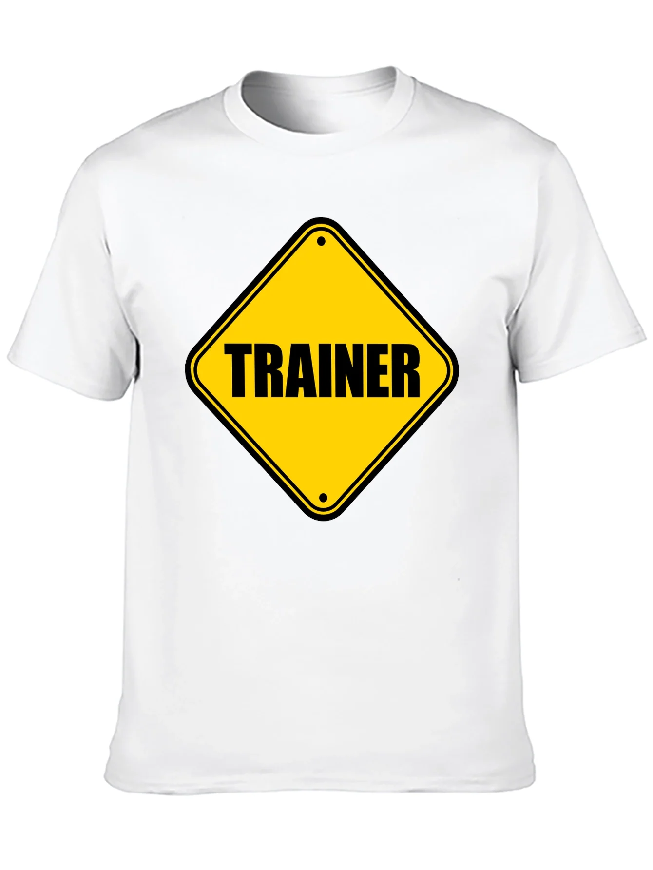 Trainer Warning Sign Graphic Tee - Black Cotton T-Shirt