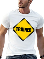 Trainer Warning Sign Graphic Tee - Black Cotton T-Shirt