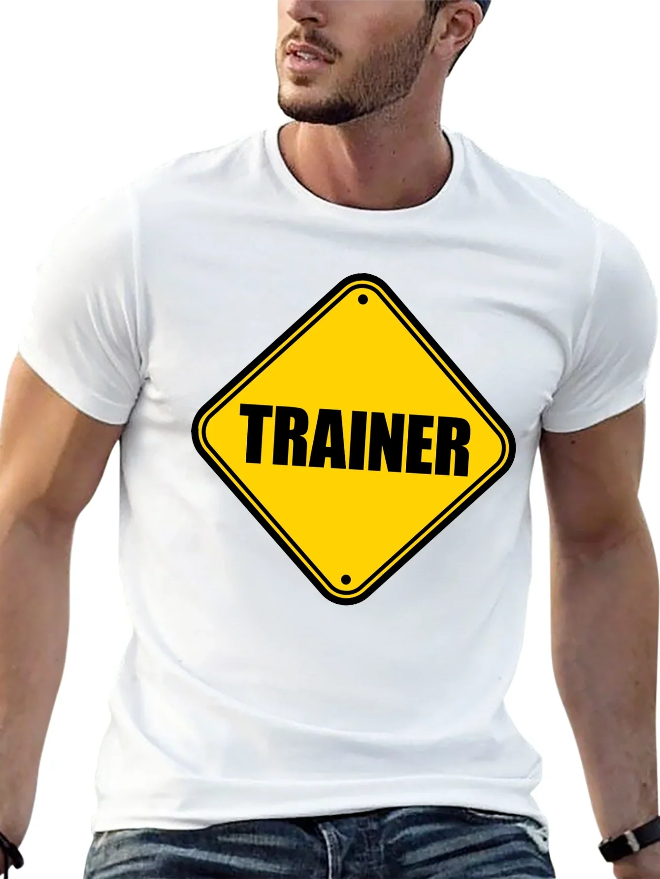 Trainer Warning Sign Graphic Tee - Black Cotton T-Shirt