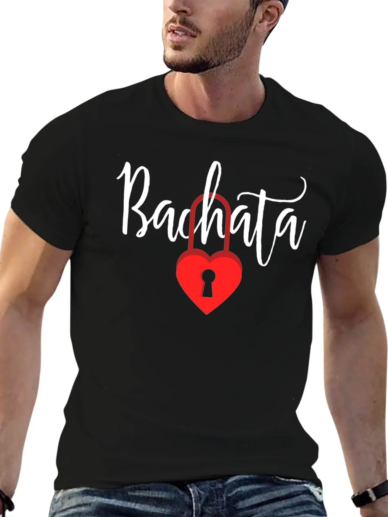Bachata Heart Lock Graphic Tee - Trendy Dance Shirt