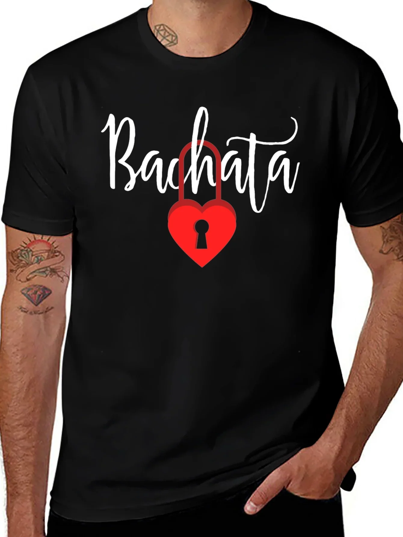 Bachata Heart Lock Graphic Tee - Trendy Dance Shirt