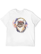 Floral Crown Cat T-Shirt - Unisex Black Tee