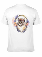 Floral Crown Cat T-Shirt - Unisex Black Tee